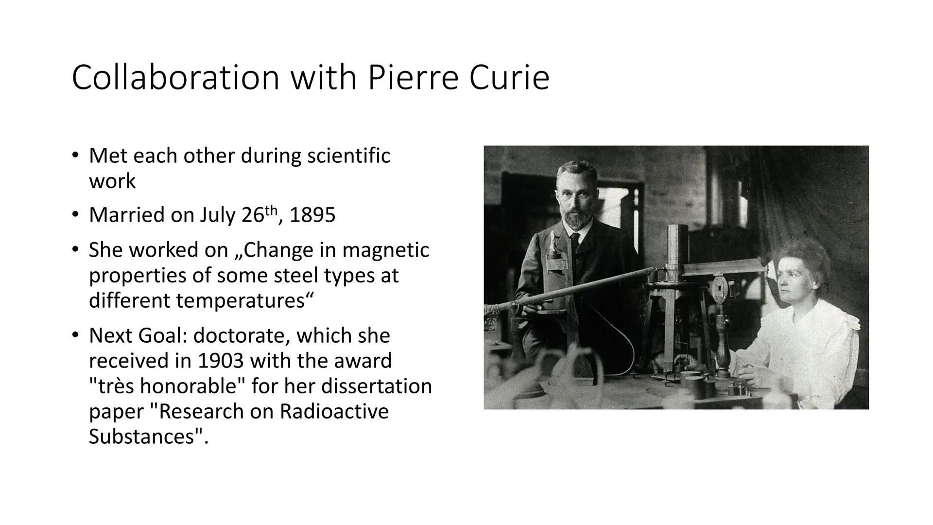 Marie Curie She was a Polish physicist and chemist who
lived in France. She examined the radiation
from uranium compounds observed by Henri
