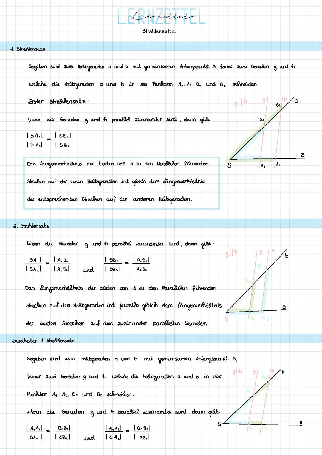 Strahlensätze einfach erklärt: 1., 2. und 3. Strahlensatz - Aufgaben und Beispiele