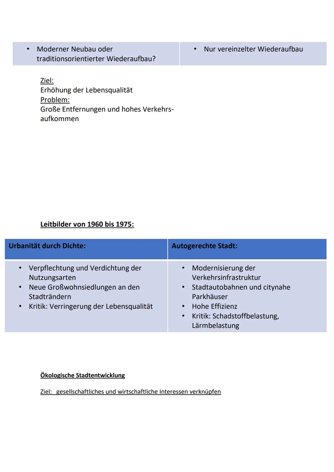 Erdkunde Inhaltsverzeichnis
Stadtgeographische/Stadtentwicklung
●
Städtebau in Mitteleuropa
o Städtebau (Römische-, Mittelalterliche-,
Absol
