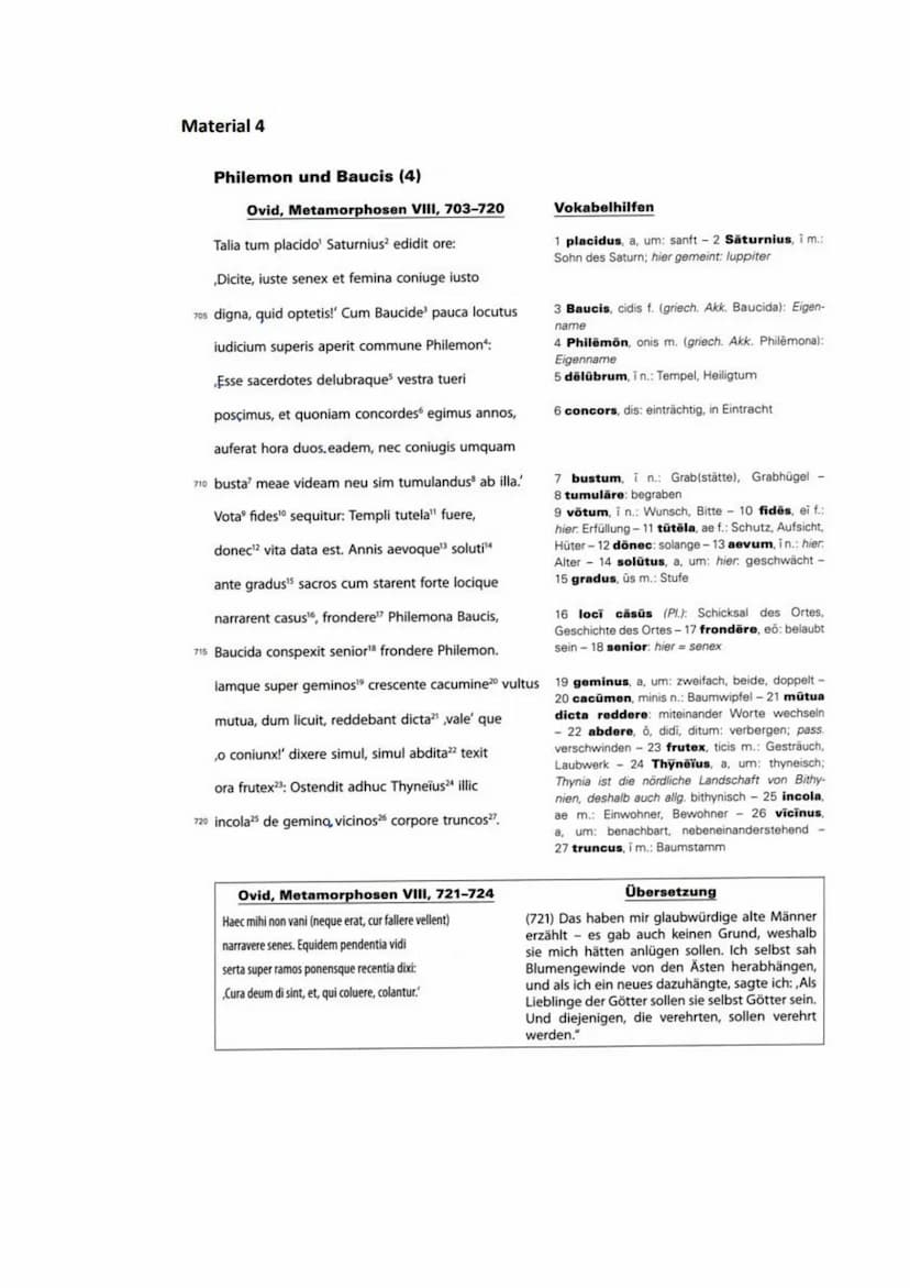 Rayk Flickinger 11
Latein Philemon und Baucis
1.
Gliederung:
V. 618 - V. 626 Beschreibung der Umgebung
V. 626-V. 638 Die Götter stoßen auf v