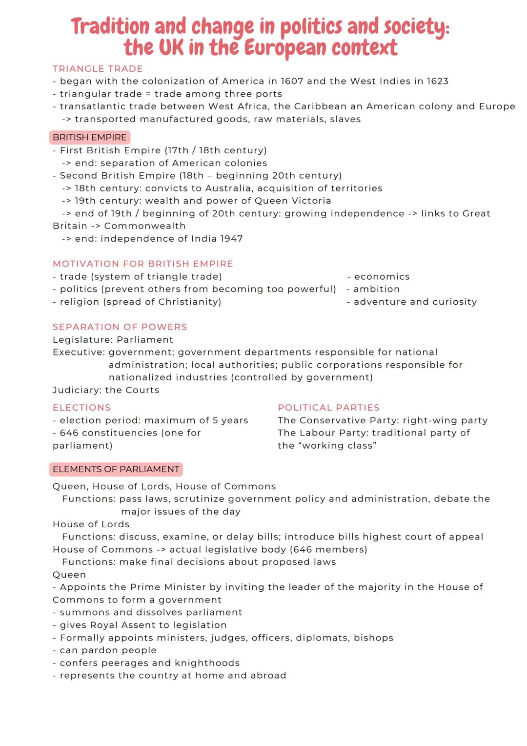 ABITURZUSAMMENFASSUNG
2023
Englisch GK
• Studying and working in a globalised
world
Tradition and change in politics and
society:
- the UK i