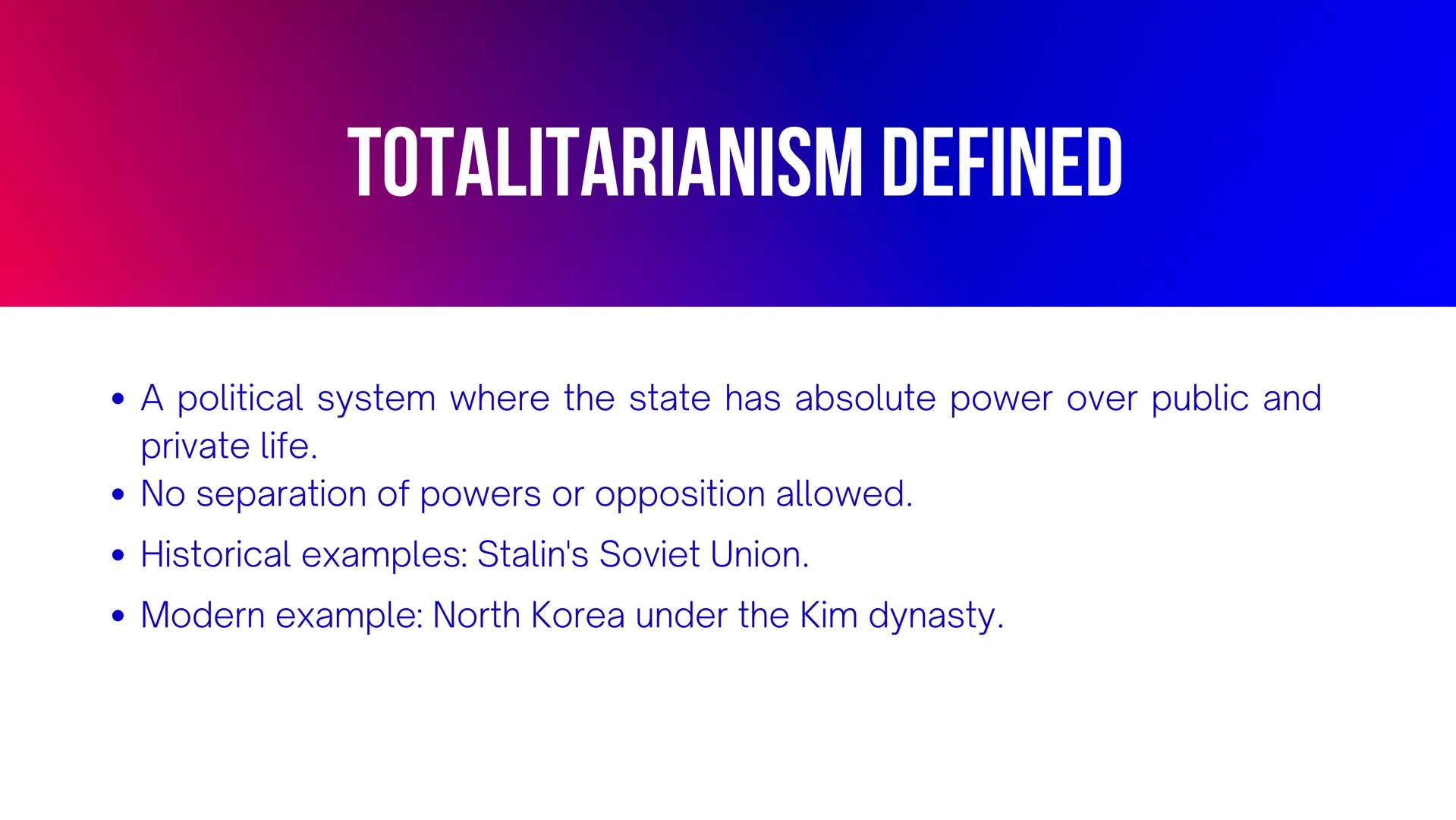 THE CIRCLE AS A
TOTALITARIAN REGIME
Made by Shyrokova Yevheniia TOTALITARIANISM DEFINED
• A political system where the state has absolute po