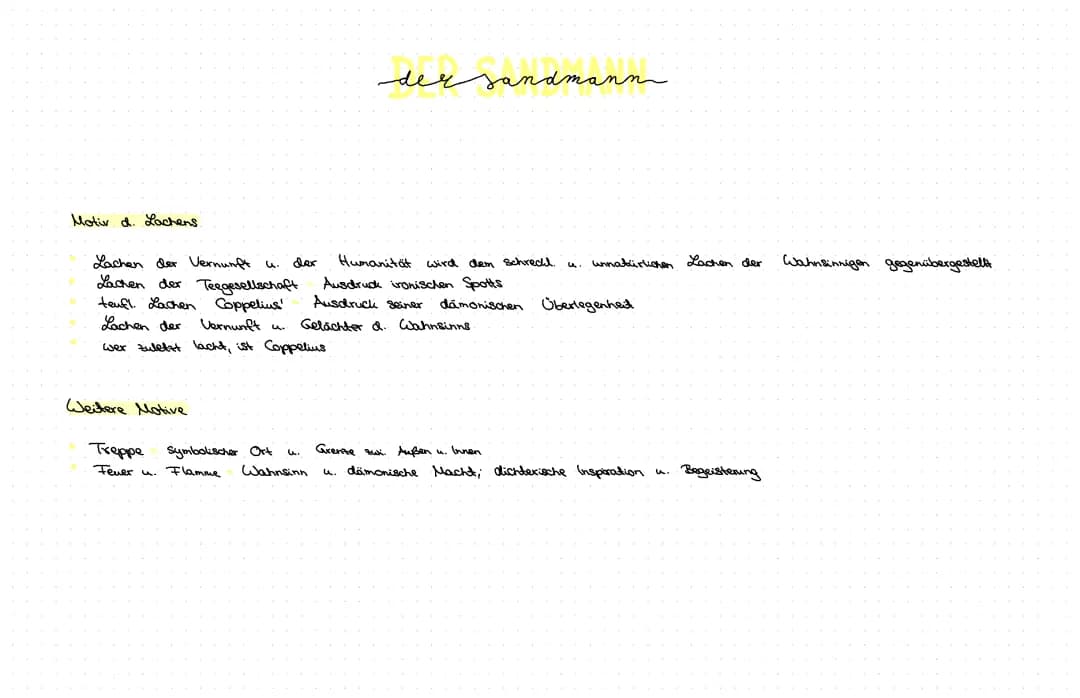 Der Sandmann: Wichtige Motive, Textstellen und Analyse