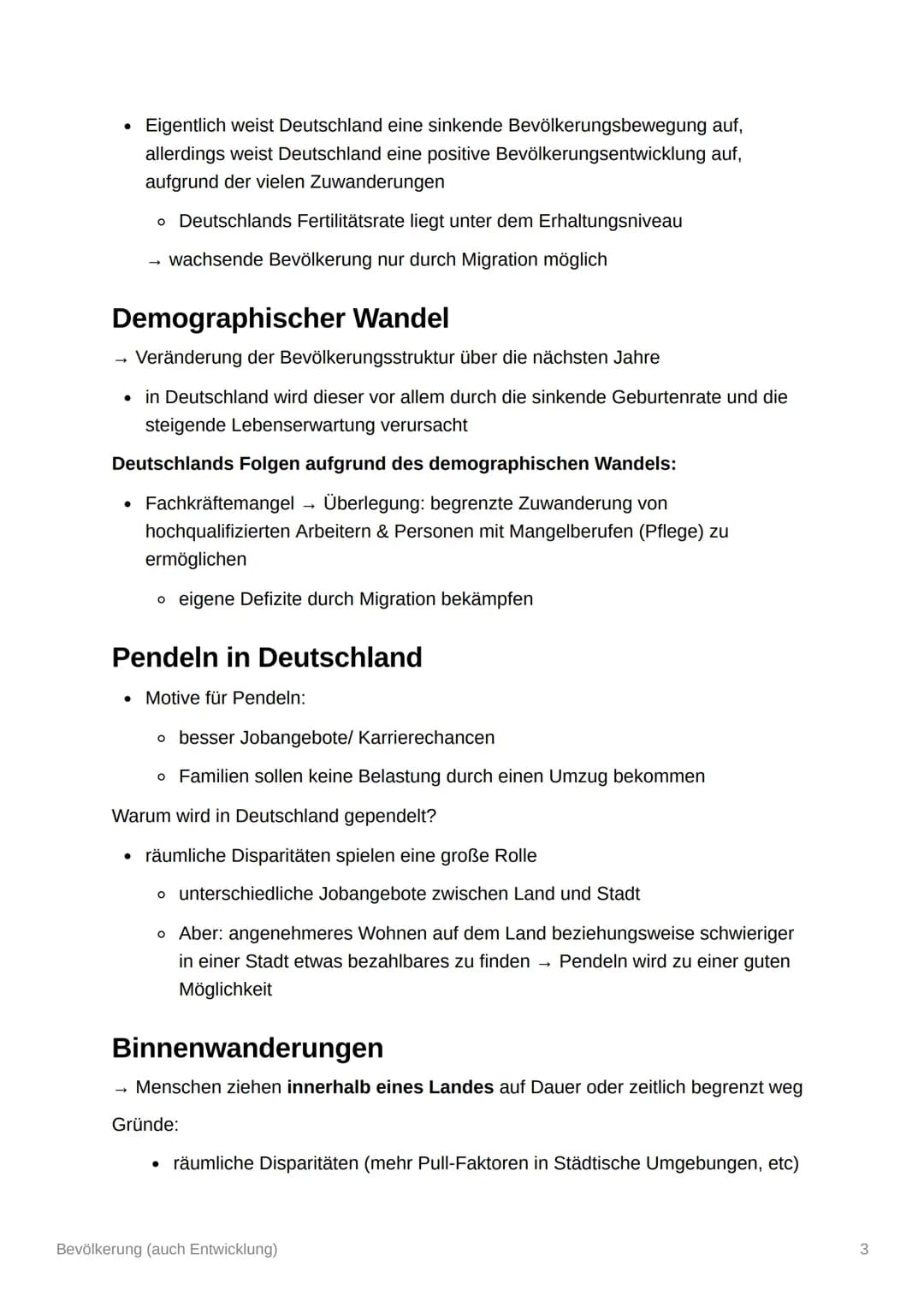 Bevölkerung (auch
Entwicklung)
Bevölkerungsentwicklung in Deutschland
• bessere Medizinische Versorgung
o Menschen werden immer älter
• sink