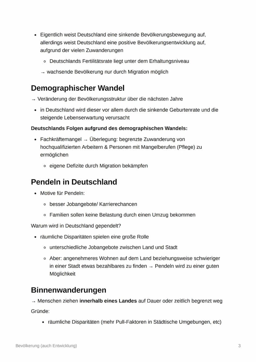 Bevölkerung (auch
Entwicklung)
Bevölkerungsentwicklung in Deutschland
• bessere Medizinische Versorgung
o Menschen werden immer älter
• sink