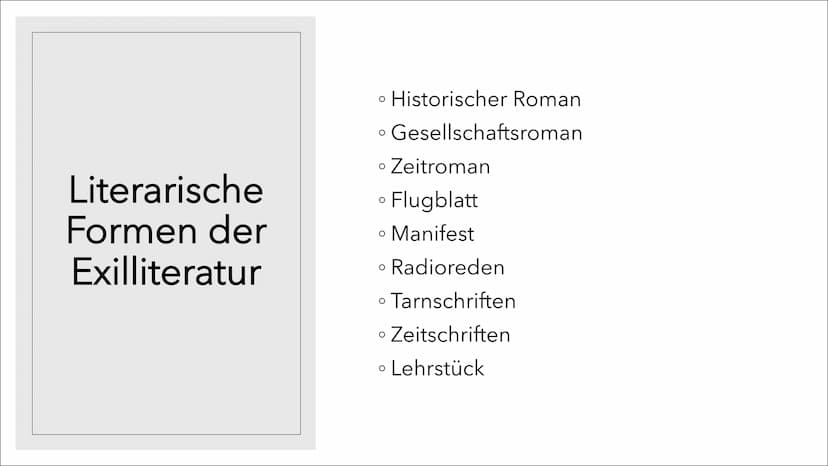 EXILLITERATUR
Eine Präsentation von XY Inhaltsverzeichnis
1. Allgemeine Informationen
2. Historischer Hintergrund
3. Literarische Formen der