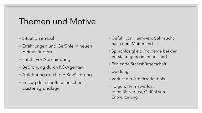 EXILLITERATUR
Eine Präsentation von XY Inhaltsverzeichnis
1. Allgemeine Informationen
2. Historischer Hintergrund
3. Literarische Formen der