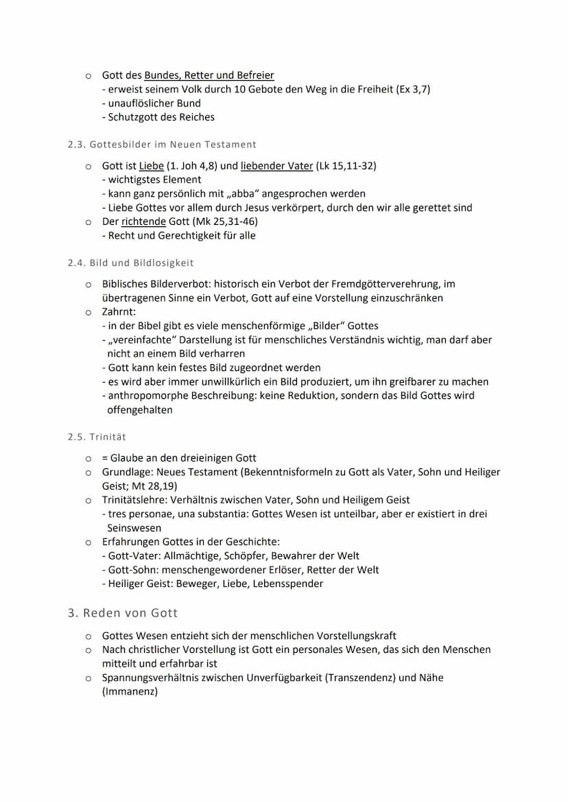 ERFAHRUNGEN UND VORSTELLUNGEN
VON GOTT
1. Name
o Verschiedene Gottesbezeichnungen
O
,,JHWE" → Verbot, Namen zu missbrauchen; Bedeutung ist o