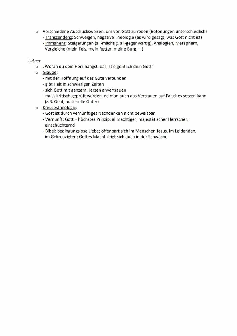 ERFAHRUNGEN UND VORSTELLUNGEN
VON GOTT
1. Name
o Verschiedene Gottesbezeichnungen
O
,,JHWE" → Verbot, Namen zu missbrauchen; Bedeutung ist o