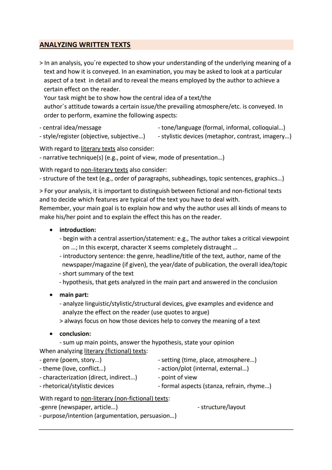 CRITERIA FOR DIFFERENT GENRES
WRITING A SUMMARY:
> If you have to sum up/summarize an article, a short story, a novel or an excerpt from any