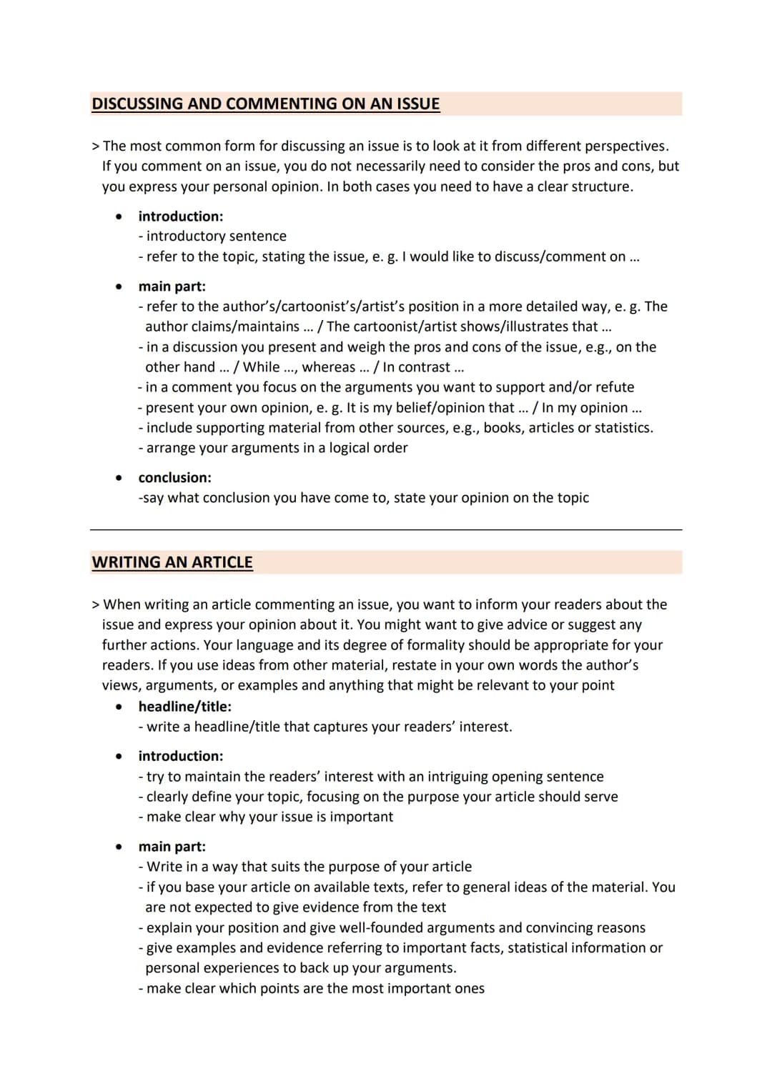 CRITERIA FOR DIFFERENT GENRES
WRITING A SUMMARY:
> If you have to sum up/summarize an article, a short story, a novel or an excerpt from any