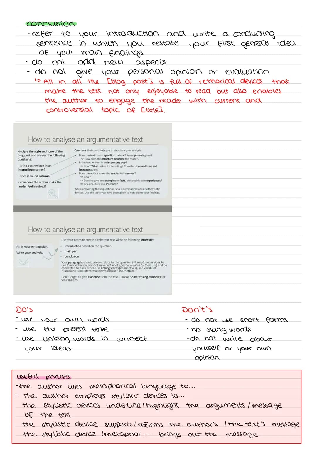 before writing:
- reread
find answers for w-questions
- make notes
writing
-who
-where
-when
-why
-what
and organize them.
introductury sent