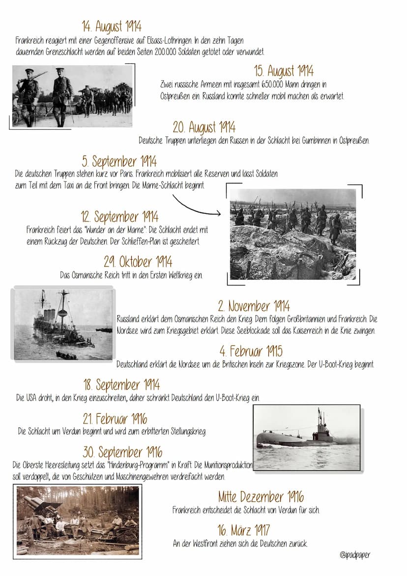 @padpaper
Der 1. Weltkrieg
Der Erste Weltkrieg war der erste "totale" und industriell geführte Krieg
der Menschheitsgeschichte. Er wurde in 