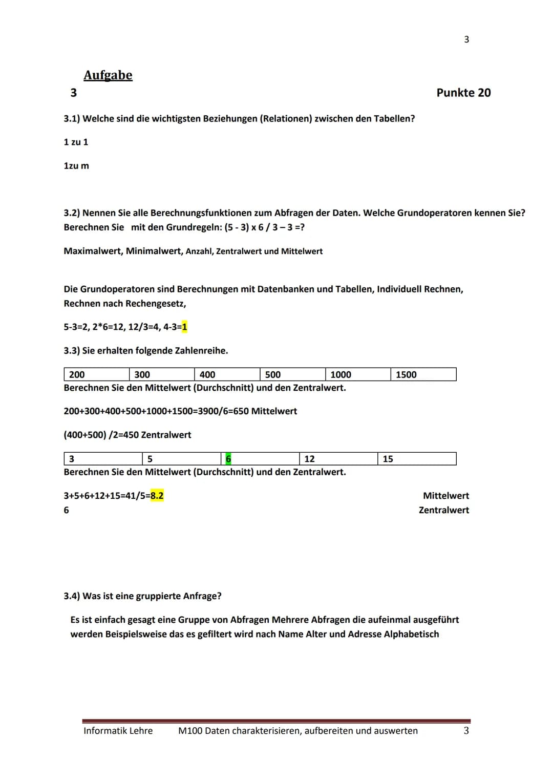 1
Aufgabe
1.1) Wie müssen Sie vorgehen, um den Datenzugriff zu gewährleisten? Was ist das ODBC
● Datenquelle bestimmen, Daten in geeignete F