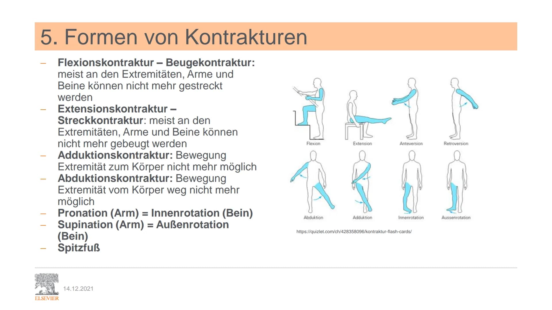 ELSEVIER
Kontrakturenprophylaxe
Unterrichtspräsentation zu:
Pflege Heute
7. Auflage
Kapitel 9.7 Kontrakturenprophylaxe
Erarbeitet von P. Jes