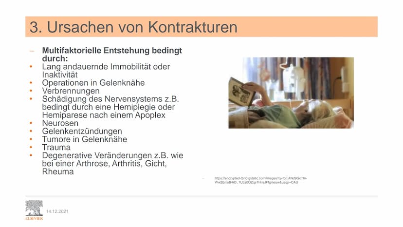 ELSEVIER
Kontrakturenprophylaxe
Unterrichtspräsentation zu:
Pflege Heute
7. Auflage
Kapitel 9.7 Kontrakturenprophylaxe
Erarbeitet von P. Jes