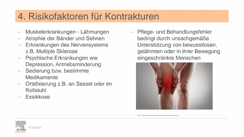ELSEVIER
Kontrakturenprophylaxe
Unterrichtspräsentation zu:
Pflege Heute
7. Auflage
Kapitel 9.7 Kontrakturenprophylaxe
Erarbeitet von P. Jes