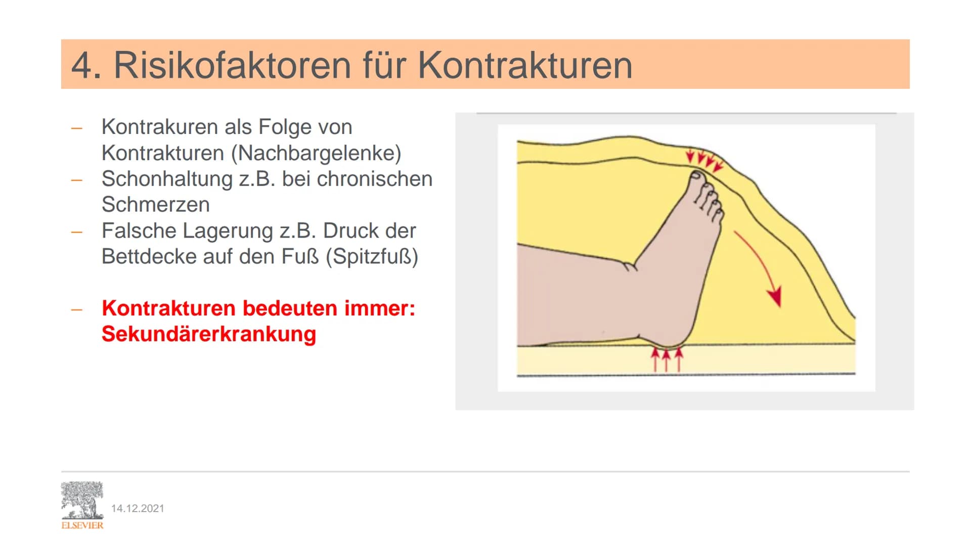 ELSEVIER
Kontrakturenprophylaxe
Unterrichtspräsentation zu:
Pflege Heute
7. Auflage
Kapitel 9.7 Kontrakturenprophylaxe
Erarbeitet von P. Jes
