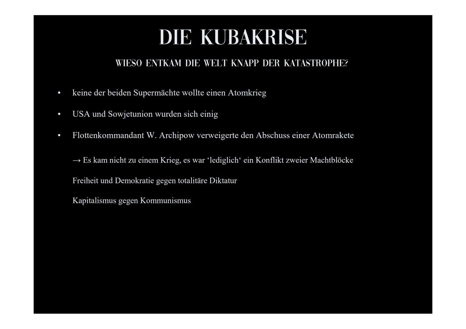 Die Kubakrise
2019/2020 Geschichte
Célia Losch
DIE KUBAKRISE
WIESO ENTKAM DIE WELT KNAPP DER KATASTROPHE?
1962 GLIEDERUNG
DER KALTE KRIEG
Wi