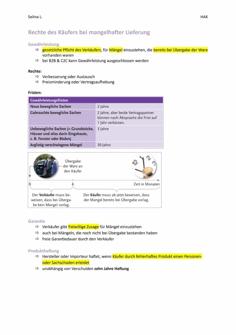 Selina L.
Lieferverzug
■
■
Folgen des Lieferverzugs:
wenn zu spät,
an falschen Ort oder
pünktlich, aber falsche Ware geliefert wurde.
bei Fi