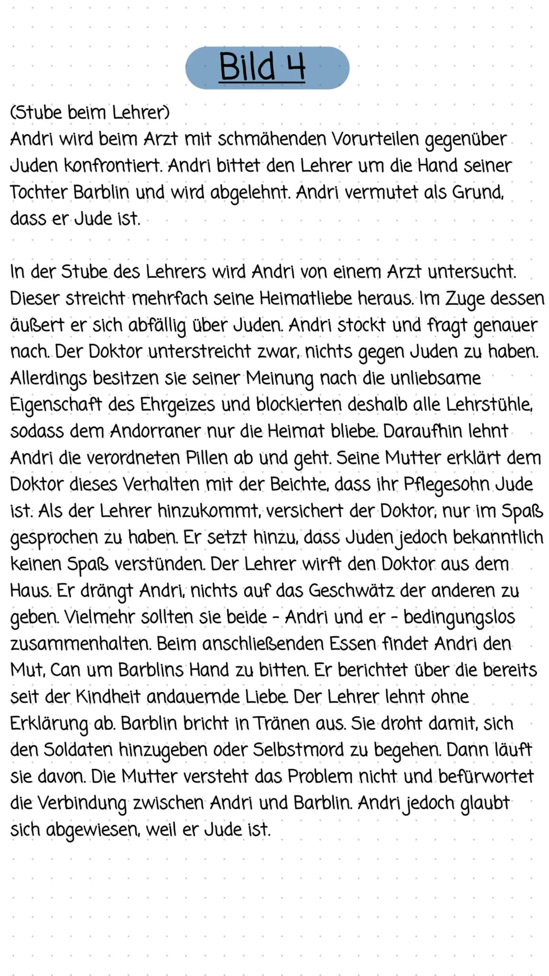 Bild 1
(Straße, Pinte)
Barblin weißelt das Haus. Der Lehrer Can verhandelt mit dem
Tischler um eine Lehre für seinen (vermeintlichen) Pflege