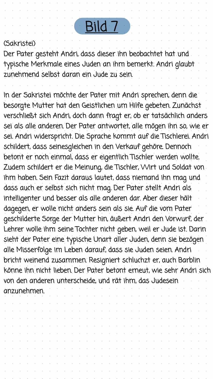 Bild 1
(Straße, Pinte)
Barblin weißelt das Haus. Der Lehrer Can verhandelt mit dem
Tischler um eine Lehre für seinen (vermeintlichen) Pflege