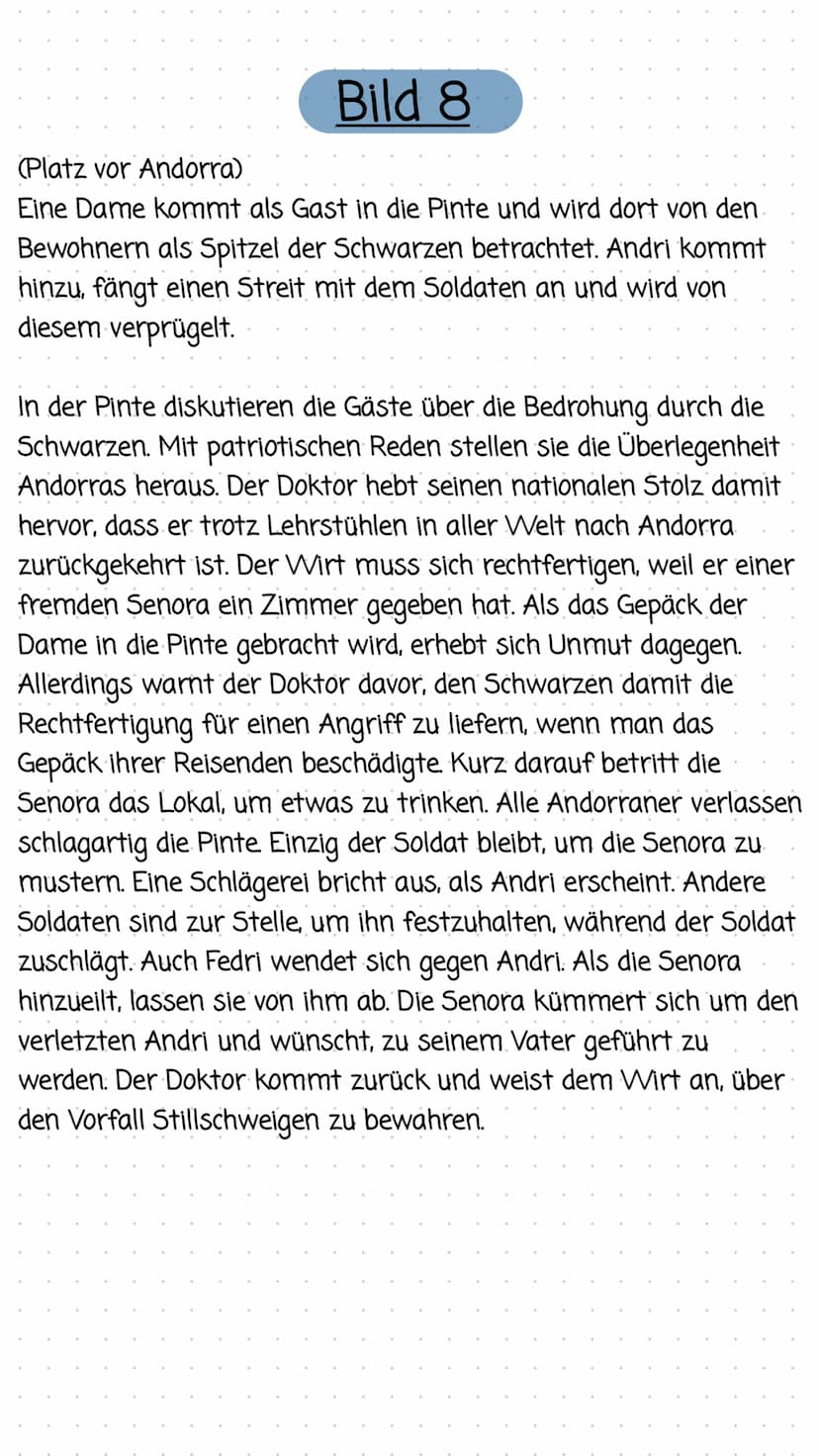 Bild 1
(Straße, Pinte)
Barblin weißelt das Haus. Der Lehrer Can verhandelt mit dem
Tischler um eine Lehre für seinen (vermeintlichen) Pflege