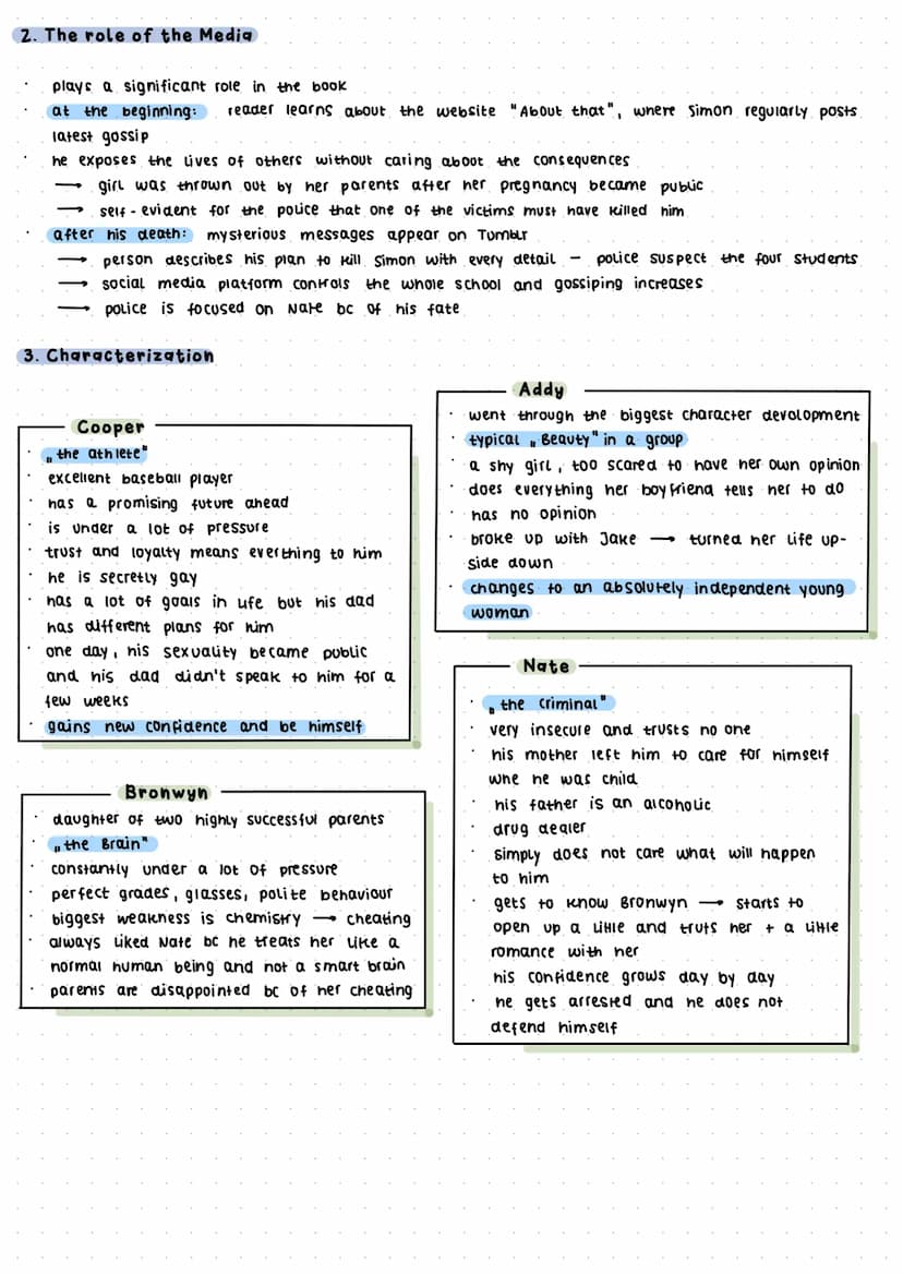 ENGLISCH
1. SCHWERPUNKT: SOCIAL MEDIA
Mögliche Einleitung:
Bezug auf one of us is lying!
social media has a lot of disadvantages as portraye