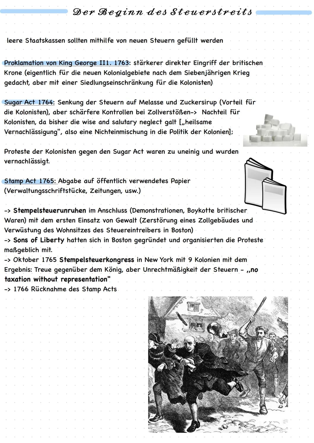  Besiedlungen
des Landes
durch.
Kolonien
Proklamation
von King
George
1763
1754-1763
French
and
Indian
War
Sugar
Act
↑
1764
1765
Rücknahme
S