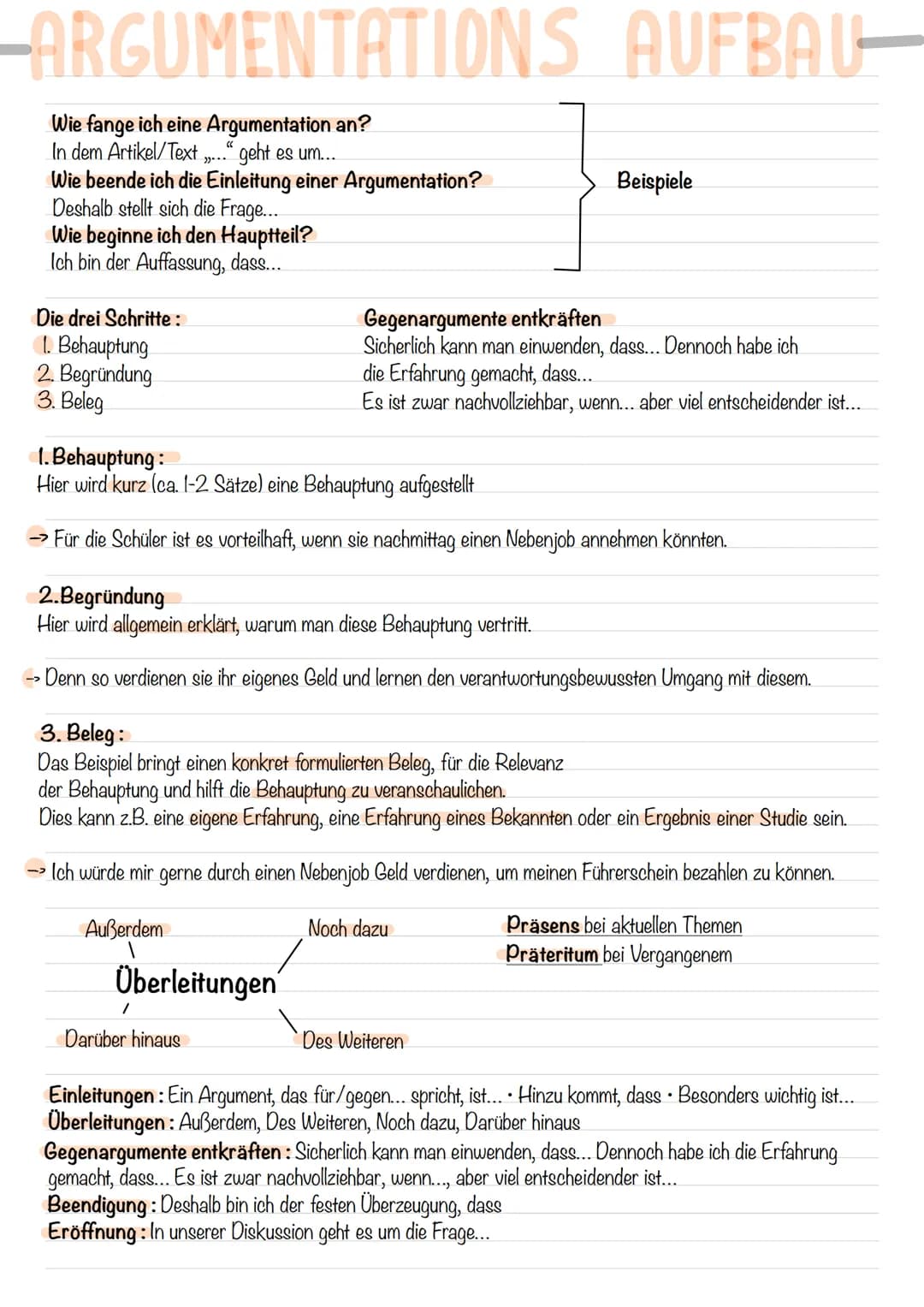 -ARGUMENTATIONS AUFBAU-
Wie fange ich eine Argumentation an?
In dem Artikel/Text .." geht es um...
2)...
Wie beende ich die Einleitung einer