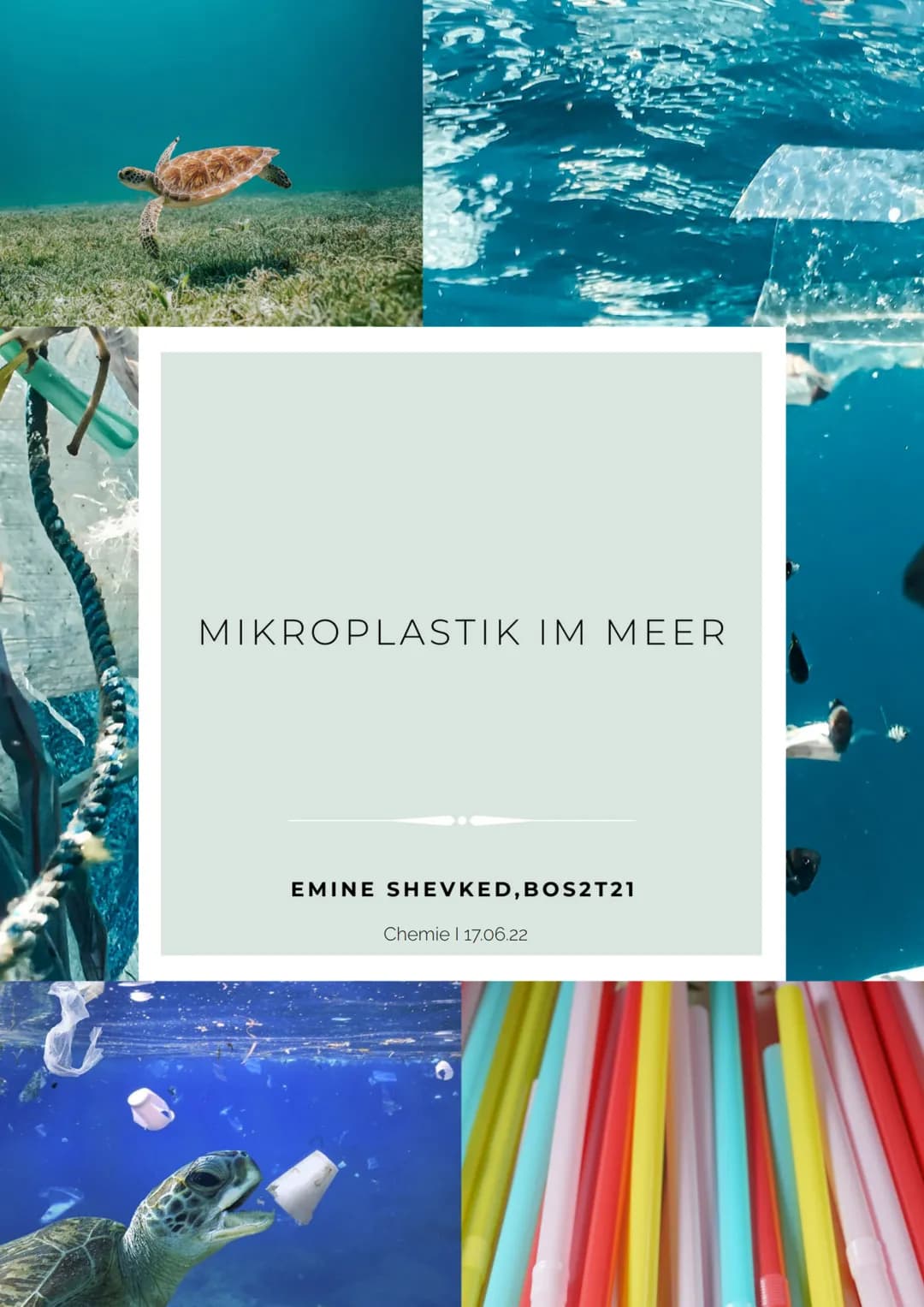 MIKROPLASTIK IM MEER
EMINE SHEVKED, BOS2T21
Chemie | 17.06.22 INHALTSVERZEICHNIS
1.Definition.........
1.1. Mikroplastik...
1.2 Nanoplastik.