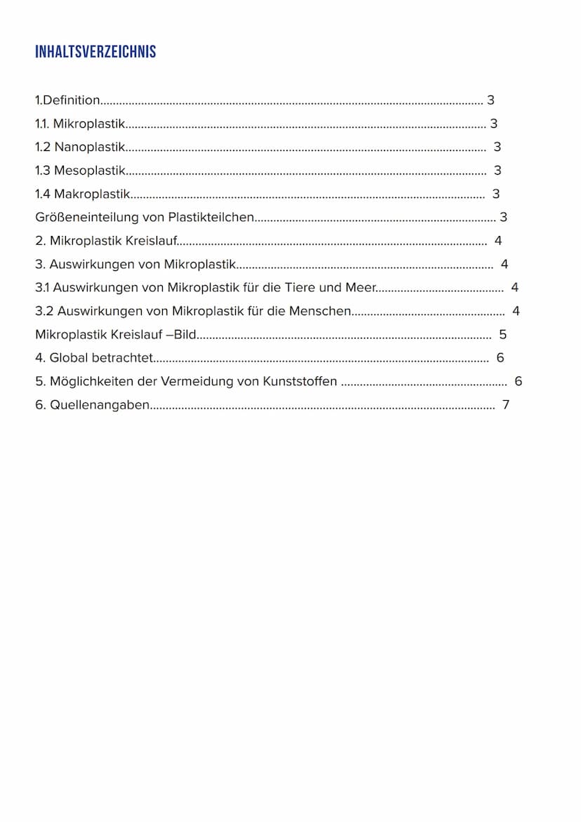 MIKROPLASTIK IM MEER
EMINE SHEVKED, BOS2T21
Chemie | 17.06.22 INHALTSVERZEICHNIS
1.Definition.........
1.1. Mikroplastik...
1.2 Nanoplastik.