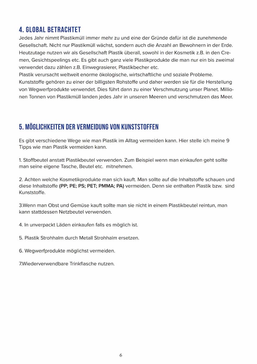 MIKROPLASTIK IM MEER
EMINE SHEVKED, BOS2T21
Chemie | 17.06.22 INHALTSVERZEICHNIS
1.Definition.........
1.1. Mikroplastik...
1.2 Nanoplastik.