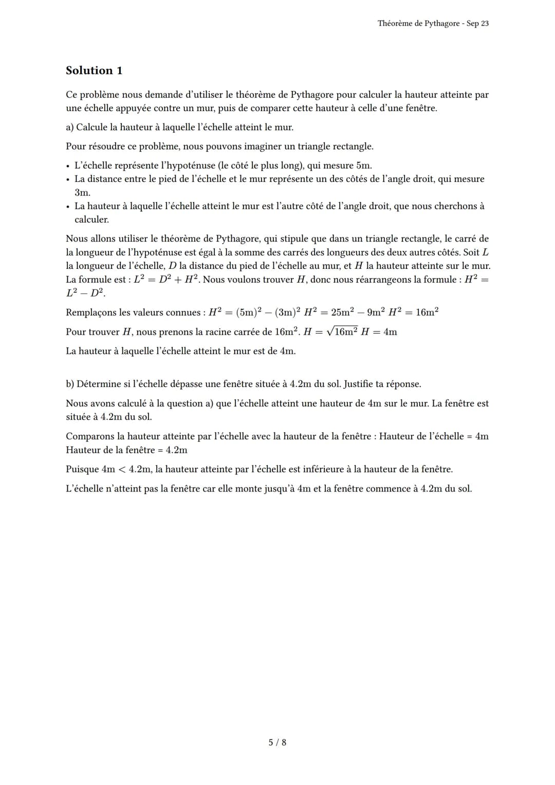 # Théorème de Pythagore

Généré par Knowunity.fr - Sep 23

Description: Cet examen évalue votre compréhension du Théorème de Pythagore et de