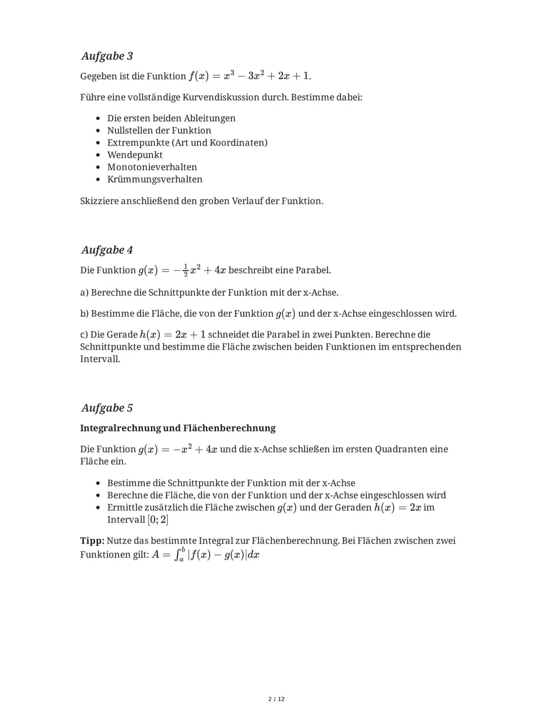 # Mathe ZK 2025: Prüfungsvorbereitung

Klasse 0, Gymnasium

basierend auf Altklausuren

10.06.2025

## Aufgabe 1

Funktionsuntersuchung

Geg