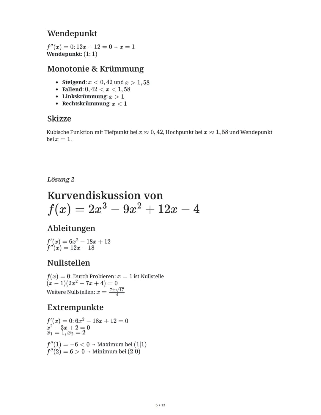 # Mathe ZK 2025: Prüfungsvorbereitung

Klasse 0, Gymnasium

basierend auf Altklausuren

10.06.2025

## Aufgabe 1

Funktionsuntersuchung

Geg