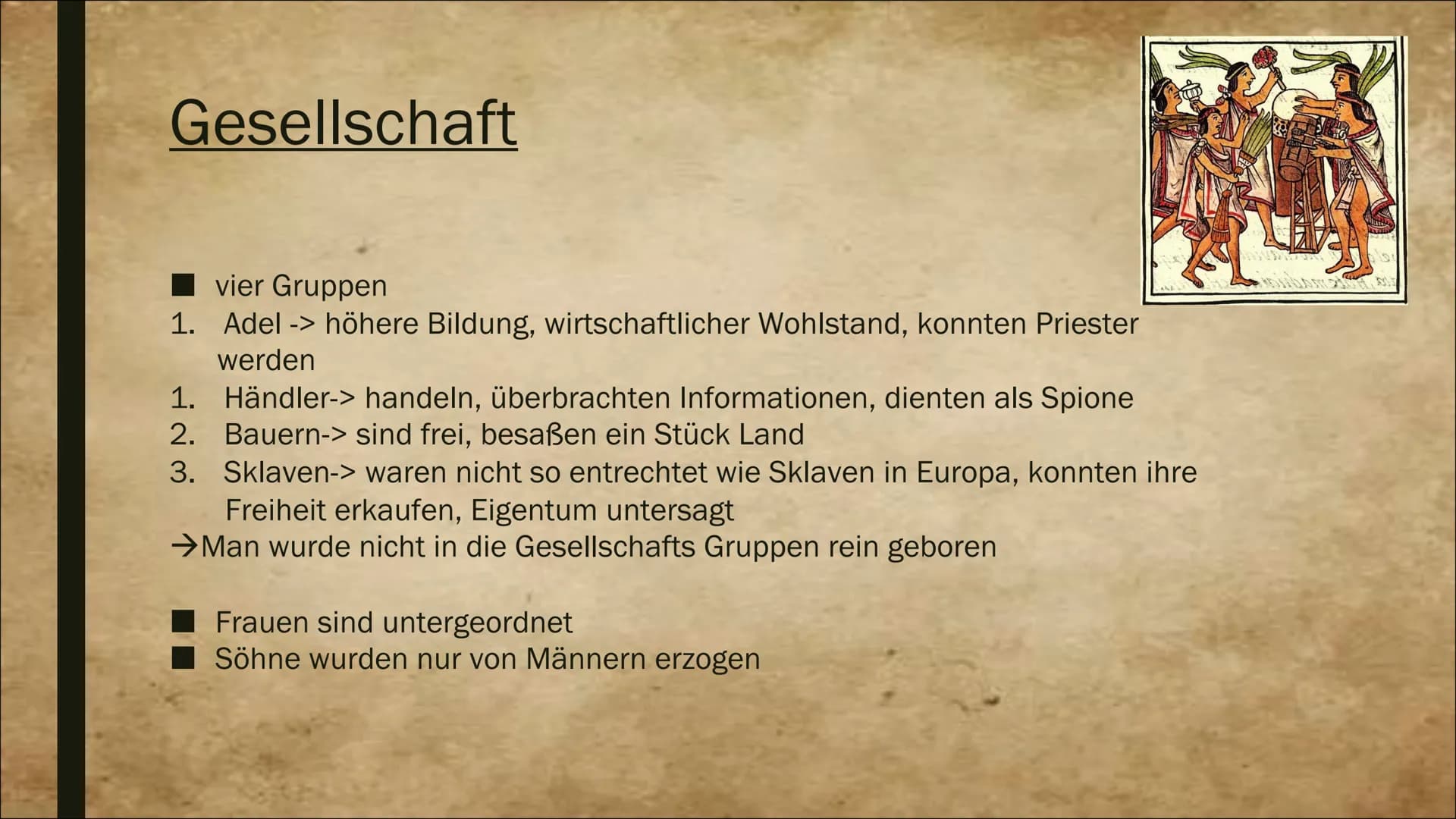 # Azteken-Geschichte und Untergang
## Geographie
* Zogen zu ihrem Herrschaftsgebiet zurück
* Reich wurde von drei Stämmen gegründet
## Aufst