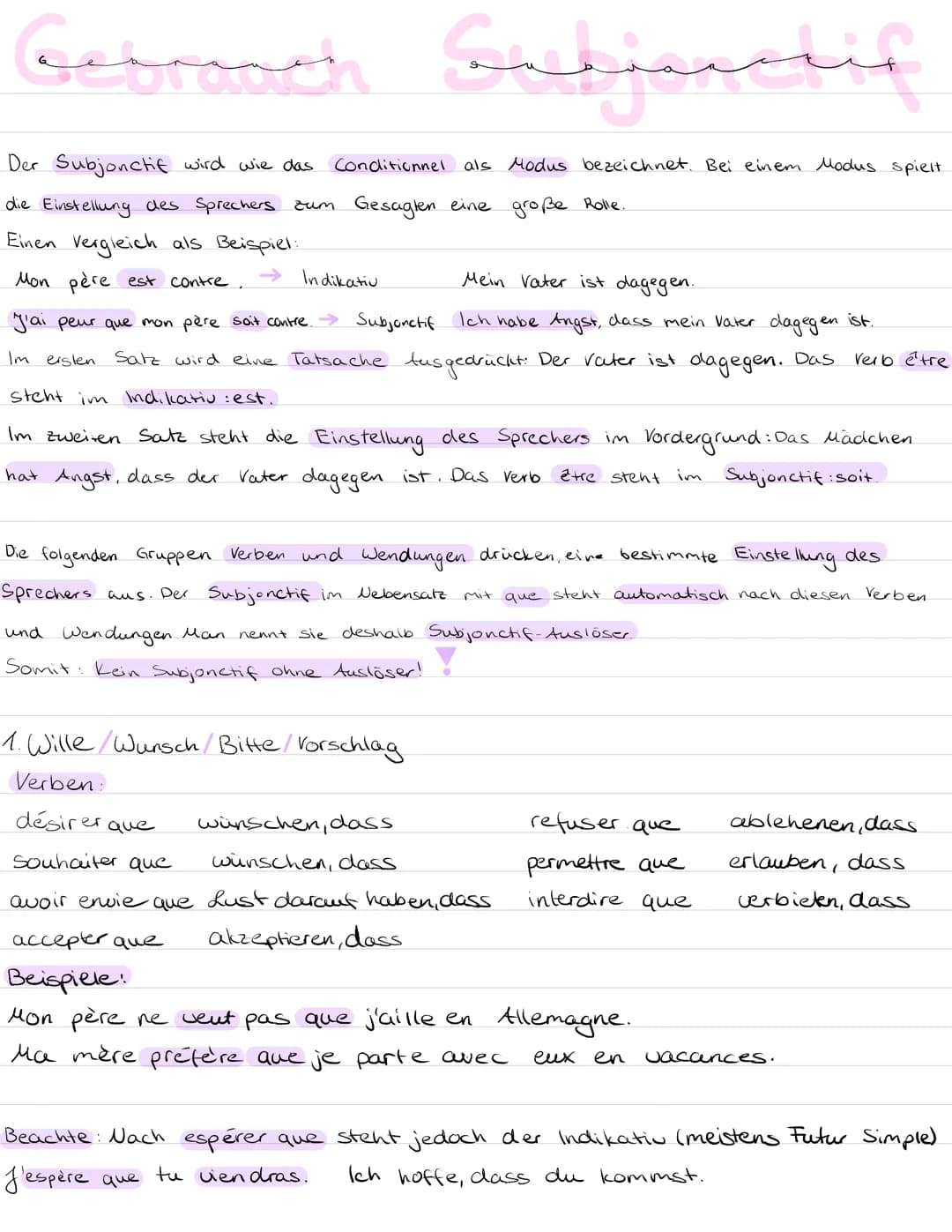 ## 2. Notwendigkeit / Forderung
Verben:
- falloir que mussen, dass
- nécessiter que notwendig, dass.
- demander que verlangen, dass
- est te