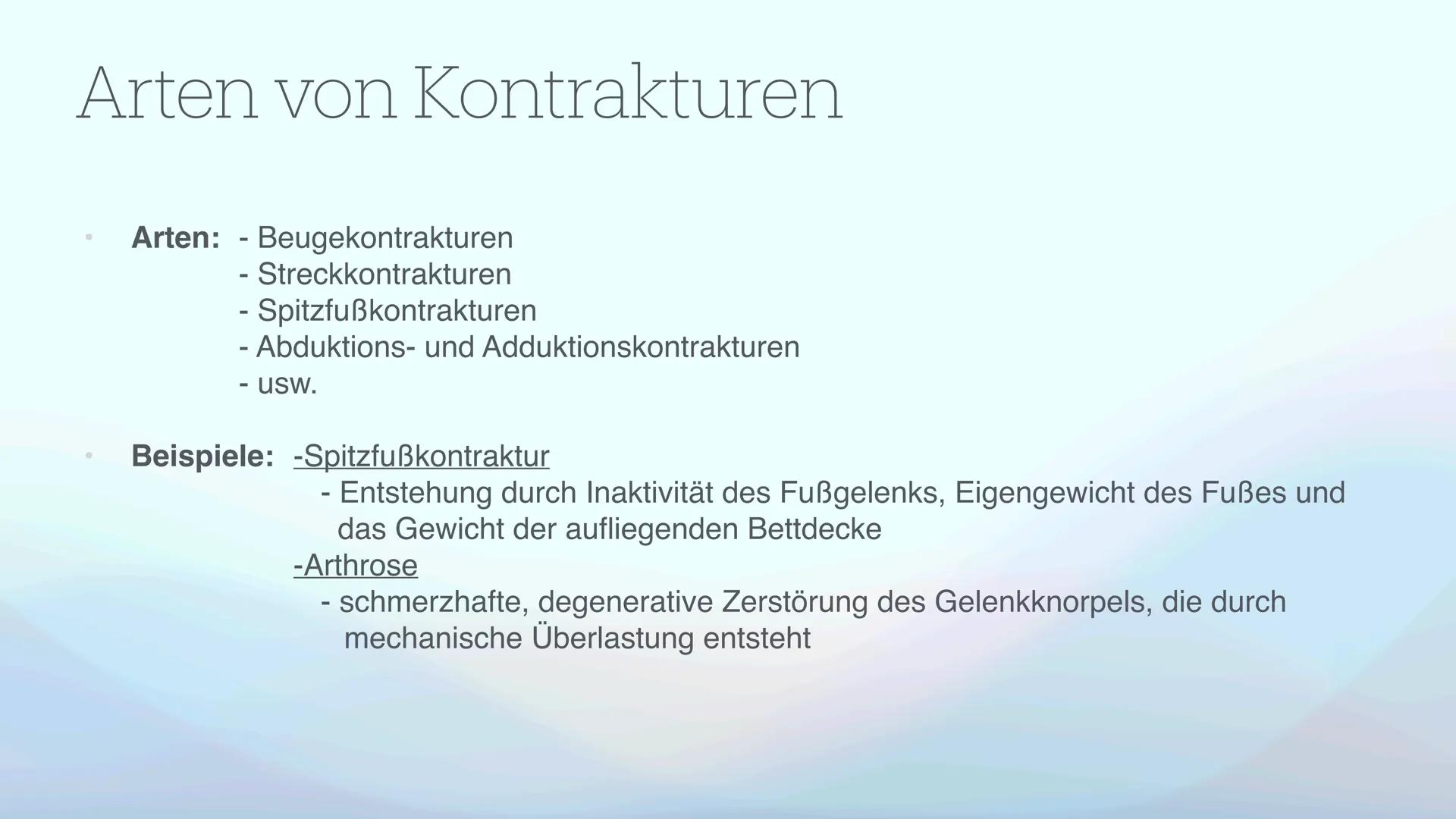 # Kontrakturenprophylaxe
Erkennen, Behandeln und Vorbeugen von Kontrakturen Was fällt euch zum Thema
Kontrakturen ein?
Mentimeter: Inhalts