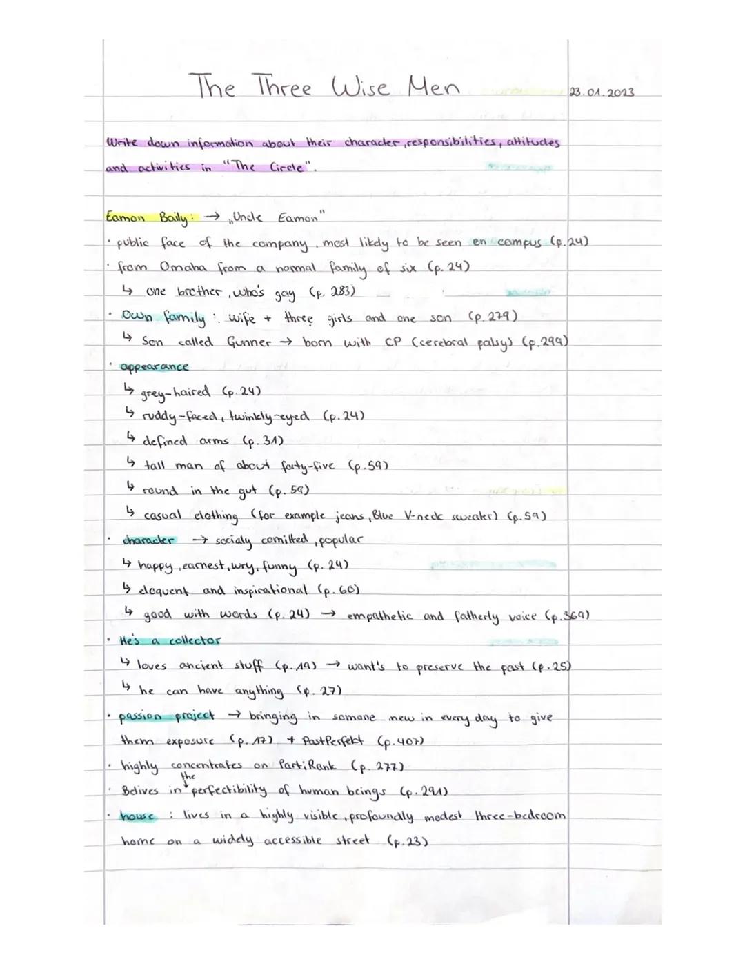 The Three Wise Men.
Write down information about their character, responsibilities, attitudes
and activities in "The Circle".
Eamon Baily →→