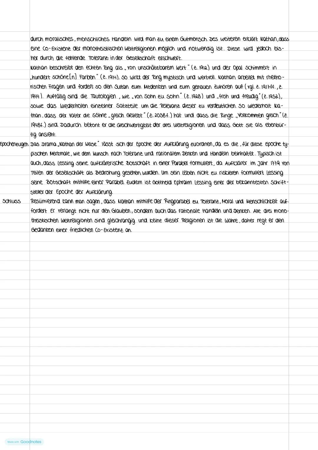 # Analyse der Ringparabel
Einleitung Die Ringparabel"
des Dramas Nathan der weise von Gotthold Ephraim lessing aus dem Jahr 1779 han-
delt