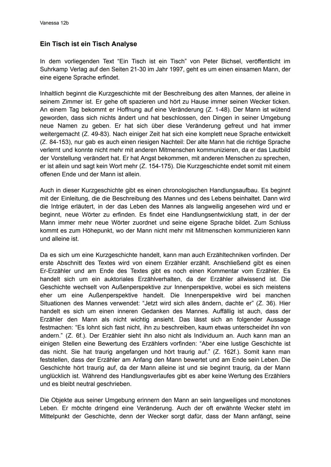 Ein Tisch ist ein Tisch Peter Bichsel