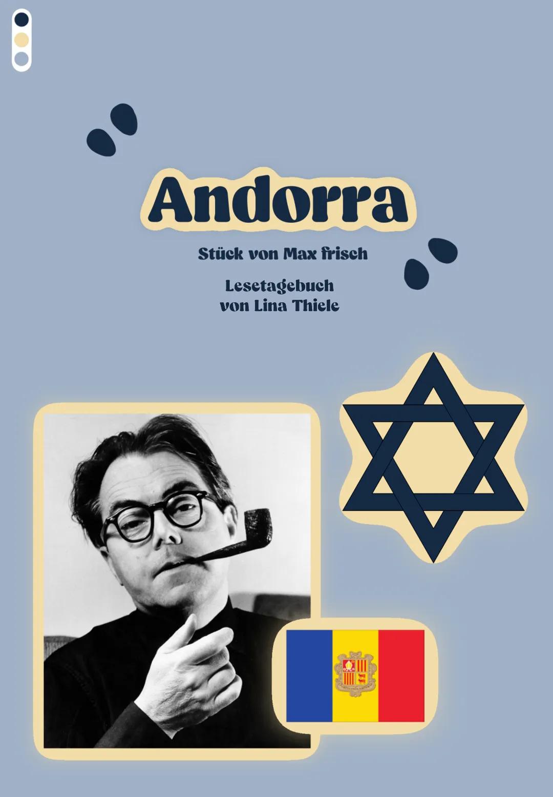# Andorra
Stück von Max frisch
Lesetagebuch
von Lina Thiele Inhaltsverzeichnis
- CHARAKTERE - Seite
Choraklere in Bezug auf Andri (Nr. 1)