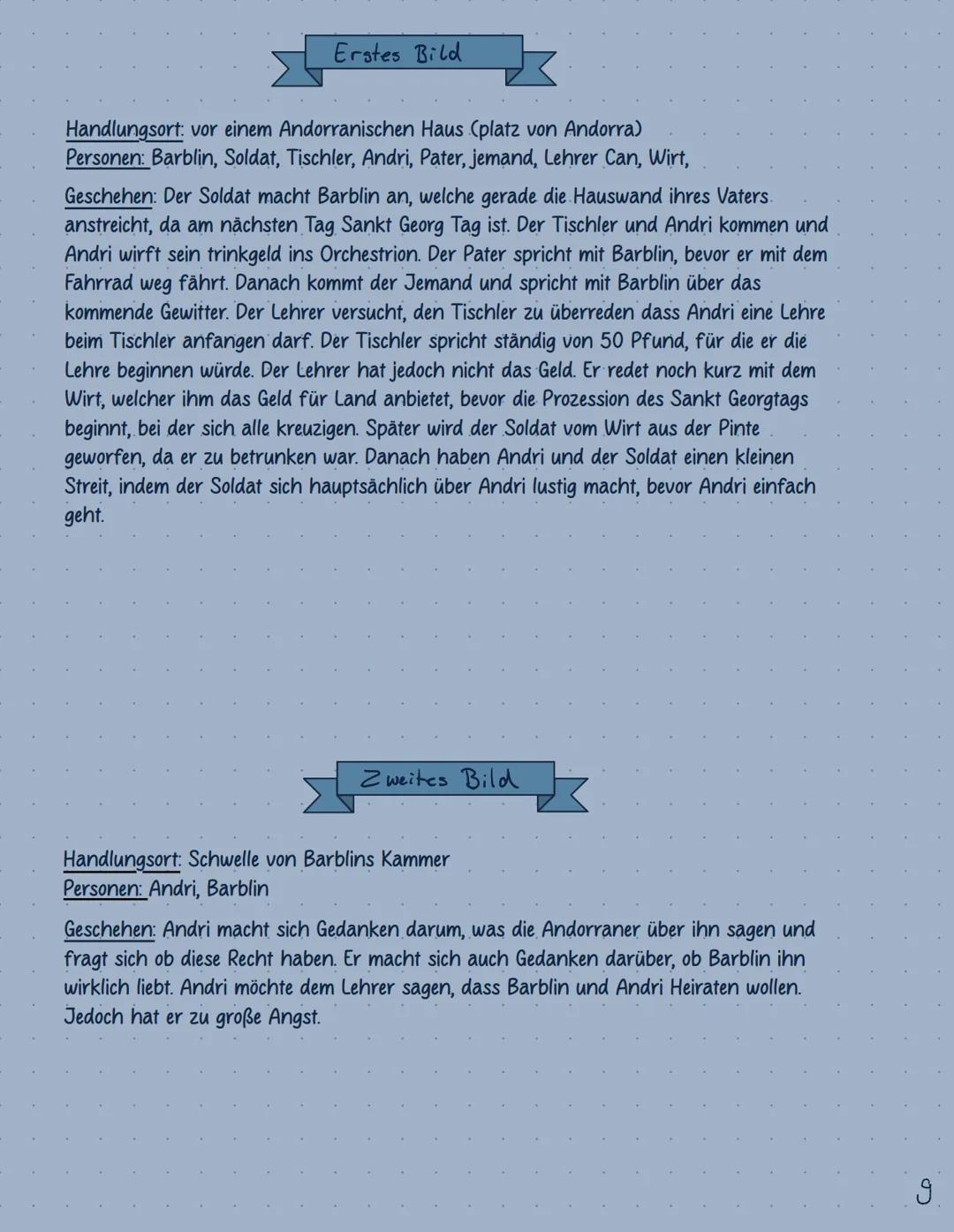 # Andorra
Stück von Max frisch
Lesetagebuch
von Lina Thiele Inhaltsverzeichnis
- CHARAKTERE - Seite
Choraklere in Bezug auf Andri (Nr. 1)