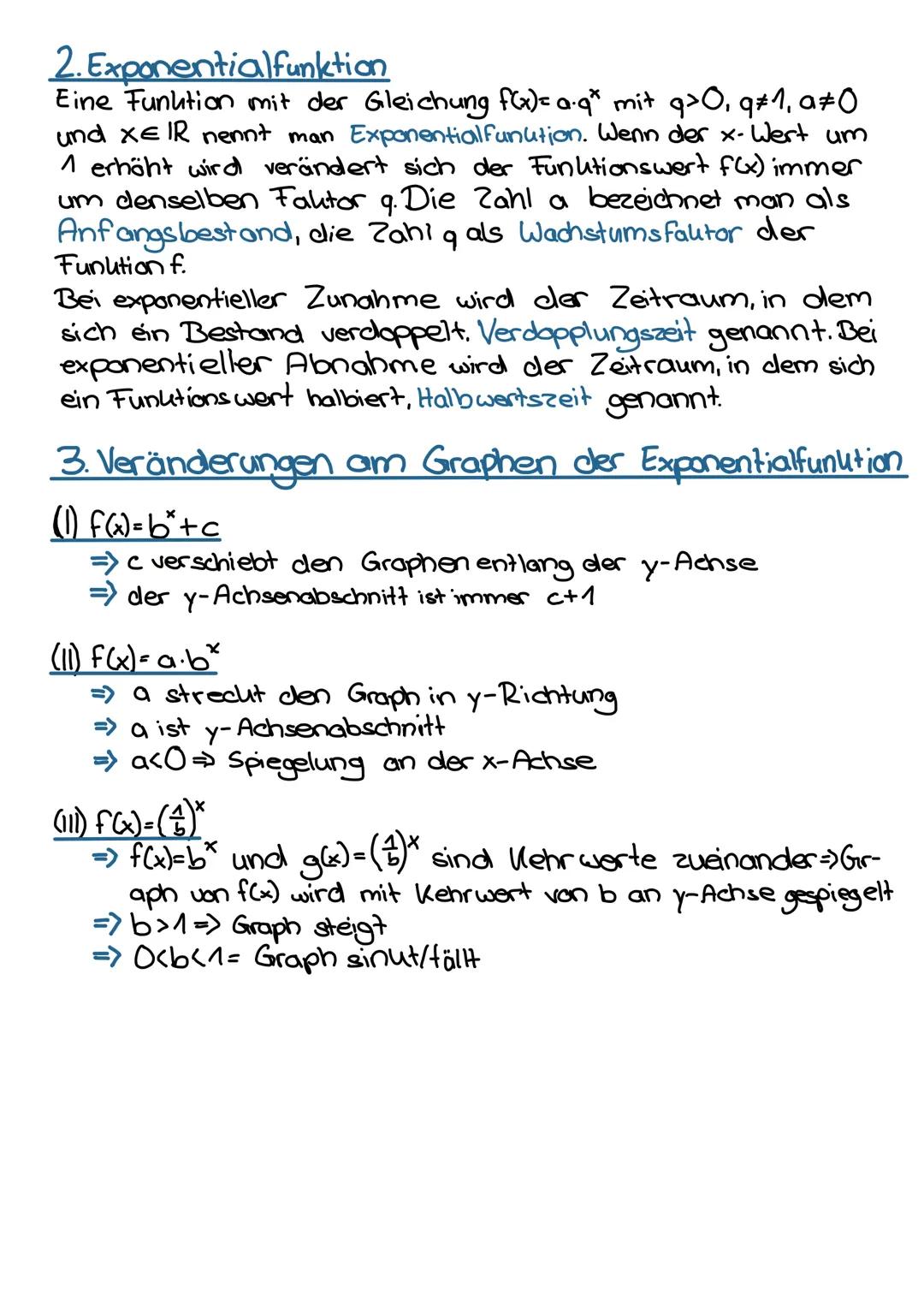 # Exponentielles Wachstum
Inhalt:
1. Exponentielles Wachstum
2. Exponential Funktion
3. Veränderungen am Graphen der Exponentialfunktion
4.