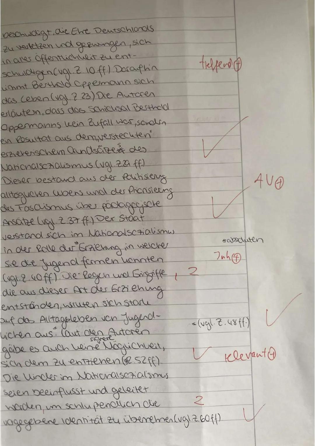Freffendo
aus dem Roman. Die Ceschister
Oppermann"
Man @ V
Aufgabe 1³
Der vorliegende Text, Kindheit
und Jugend im Nationalsozialismy!
Bergm