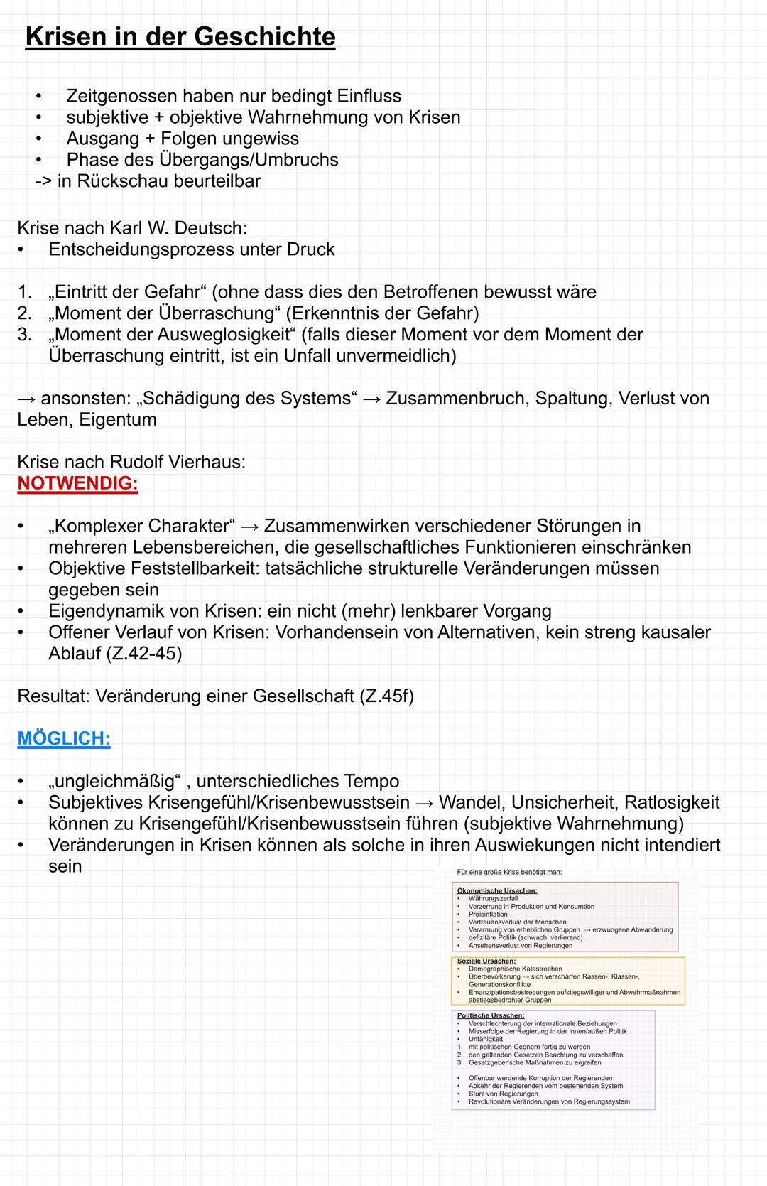 ●
Krise nach Karl W. Deutsch:
Krisen in der Geschichte
Zeitgenossen haben nur bedingt Einfluss
subjektive + objektive Wahrnehmung von Krisen