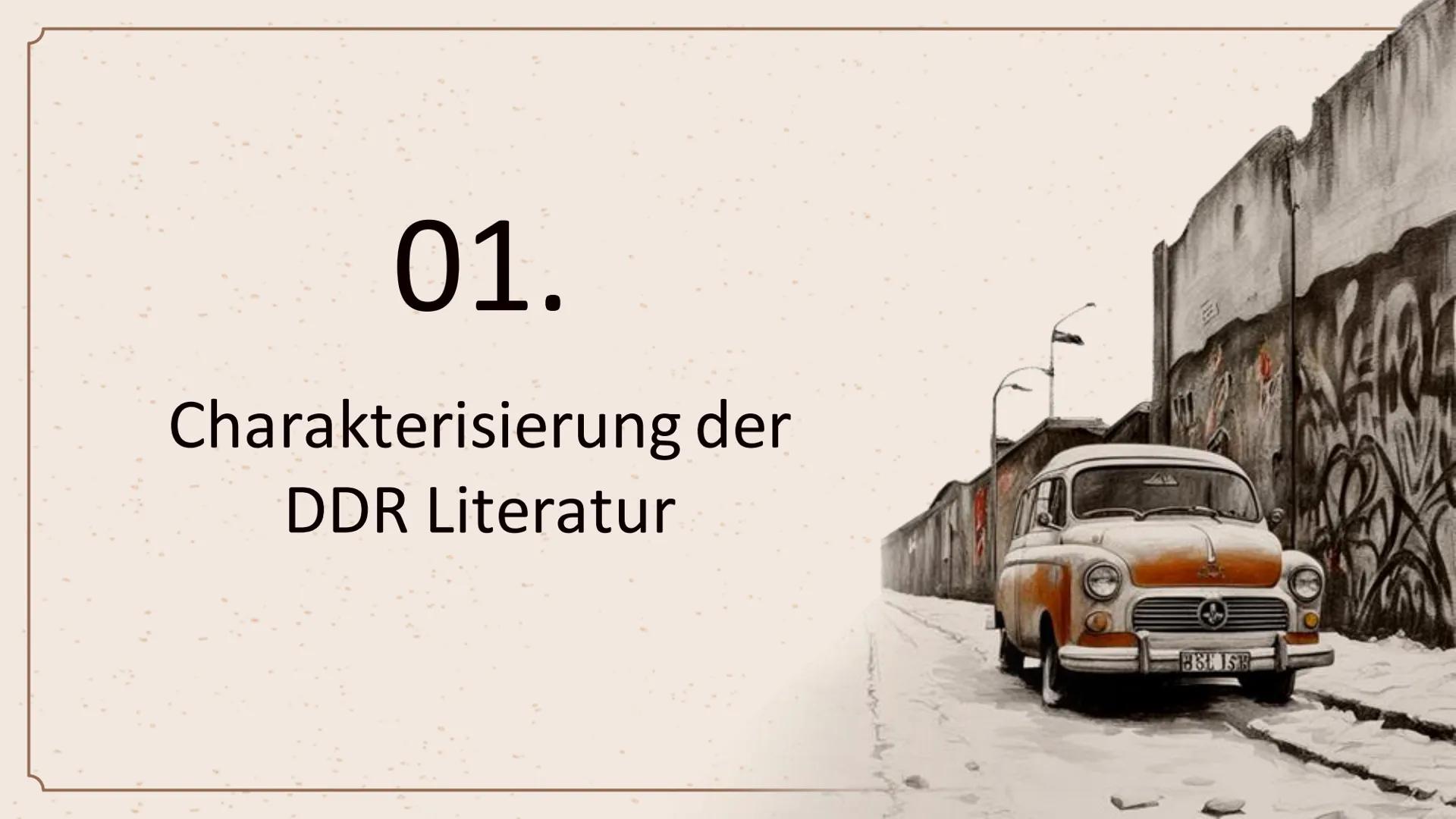 „Das Beste an der DDR war der
Traum, den wir von ihr hatten."
- Hermann Kant 23.02.2024
Die Literatur der DDR (1949-
90)
Und das Werk „De