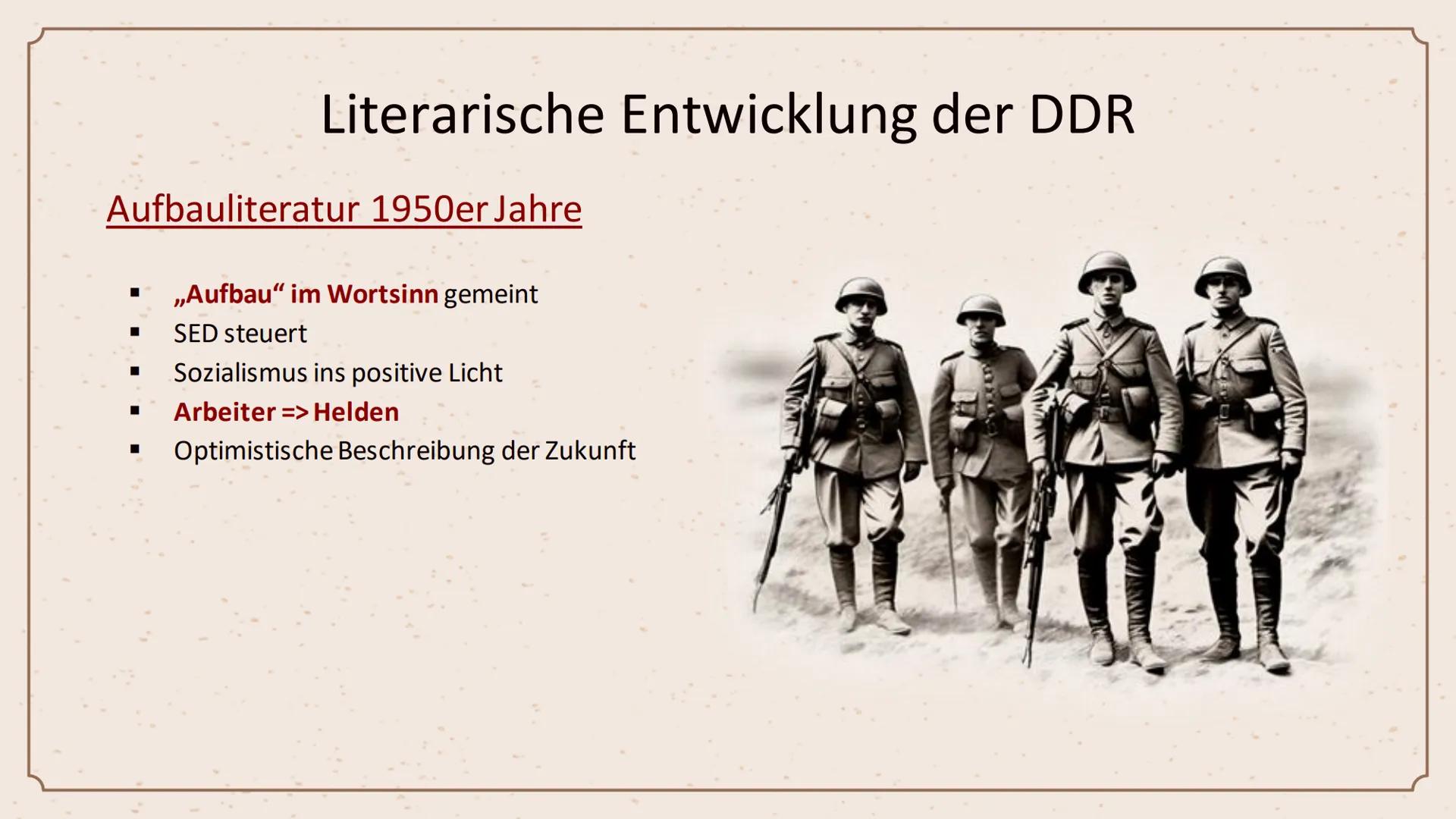 „Das Beste an der DDR war der
Traum, den wir von ihr hatten."
- Hermann Kant 23.02.2024
Die Literatur der DDR (1949-
90)
Und das Werk „De