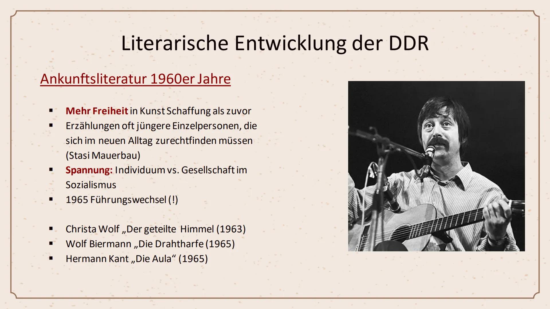 „Das Beste an der DDR war der
Traum, den wir von ihr hatten."
- Hermann Kant 23.02.2024
Die Literatur der DDR (1949-
90)
Und das Werk „De